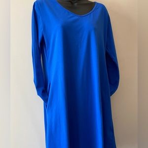 Blue CottonBlend Knit Dress, L Spring Sale